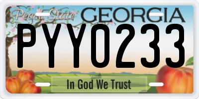 GA license plate PYY0233