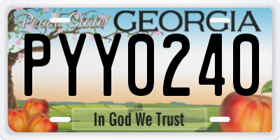 GA license plate PYY0240