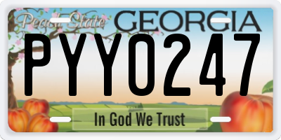 GA license plate PYY0247