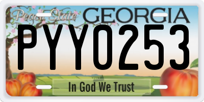 GA license plate PYY0253