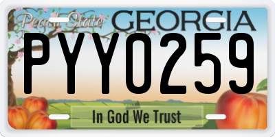 GA license plate PYY0259