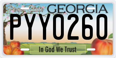 GA license plate PYY0260