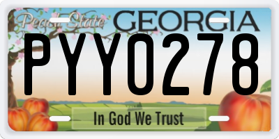 GA license plate PYY0278