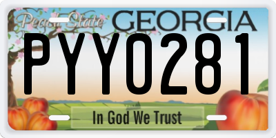 GA license plate PYY0281