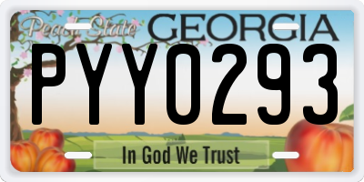 GA license plate PYY0293