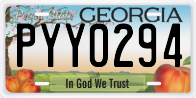 GA license plate PYY0294