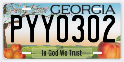 GA license plate PYY0302
