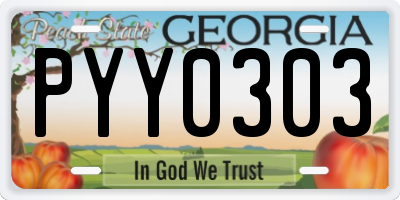 GA license plate PYY0303