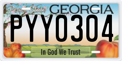 GA license plate PYY0304