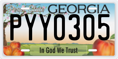GA license plate PYY0305