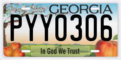 GA license plate PYY0306