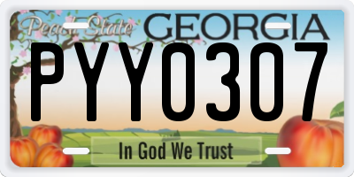 GA license plate PYY0307