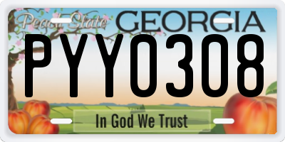 GA license plate PYY0308