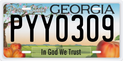 GA license plate PYY0309