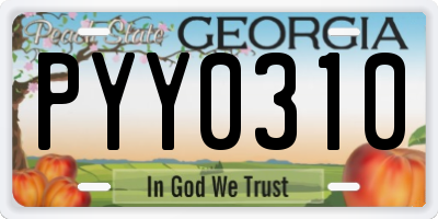 GA license plate PYY0310