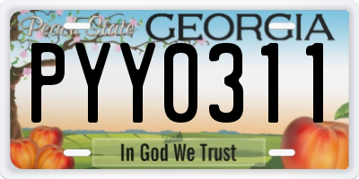 GA license plate PYY0311