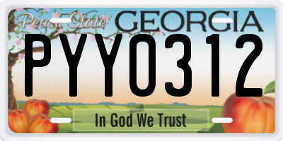 GA license plate PYY0312