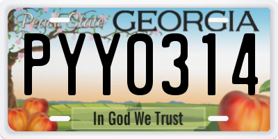 GA license plate PYY0314