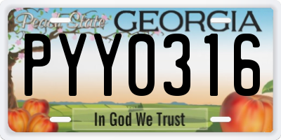 GA license plate PYY0316