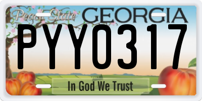 GA license plate PYY0317