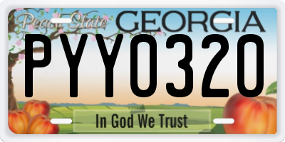 GA license plate PYY0320