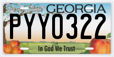 GA license plate PYY0322