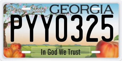 GA license plate PYY0325
