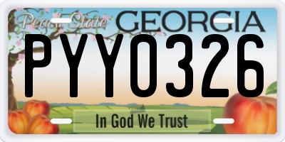 GA license plate PYY0326
