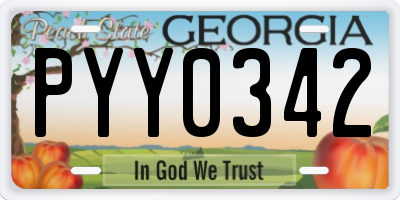 GA license plate PYY0342