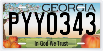 GA license plate PYY0343