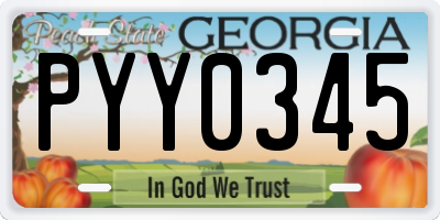 GA license plate PYY0345