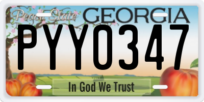 GA license plate PYY0347