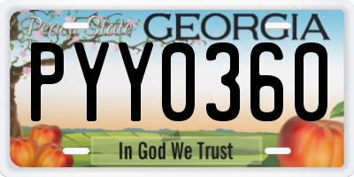 GA license plate PYY0360
