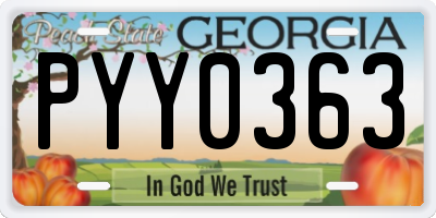 GA license plate PYY0363