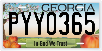 GA license plate PYY0365
