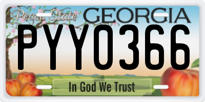 GA license plate PYY0366
