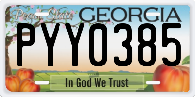 GA license plate PYY0385