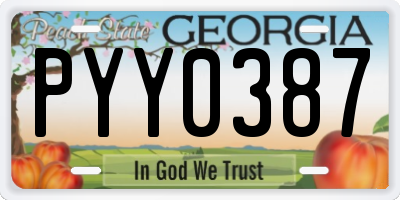 GA license plate PYY0387