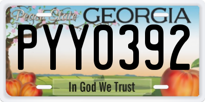 GA license plate PYY0392