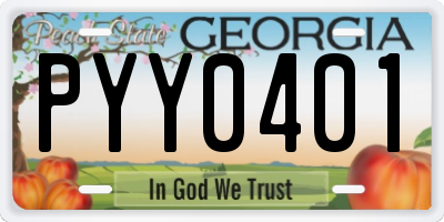 GA license plate PYY0401