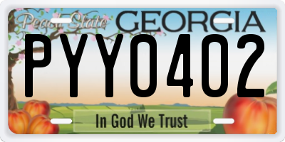 GA license plate PYY0402