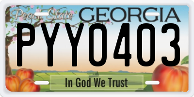 GA license plate PYY0403