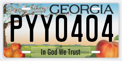 GA license plate PYY0404
