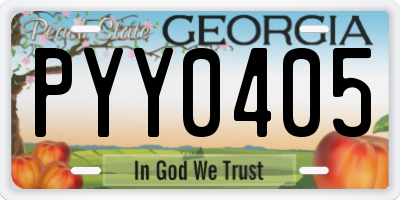 GA license plate PYY0405