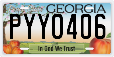 GA license plate PYY0406