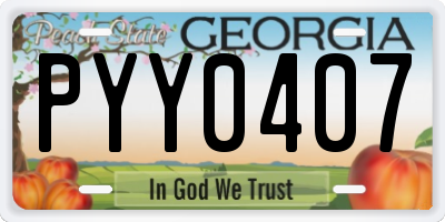 GA license plate PYY0407