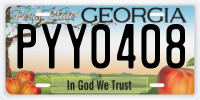 GA license plate PYY0408