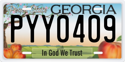 GA license plate PYY0409