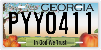 GA license plate PYY0411