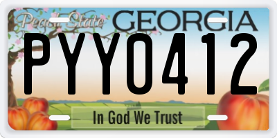 GA license plate PYY0412